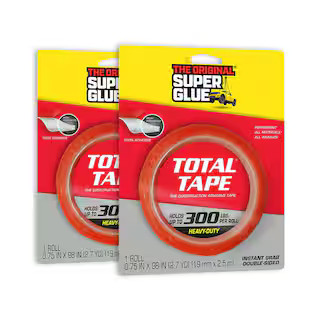 Super Glue Total Tape 3/4 in. x 2.7 Yards Heavy Duty Double Sided Mounting Tape Roll (2-Pack) 117... | The Home Depot
