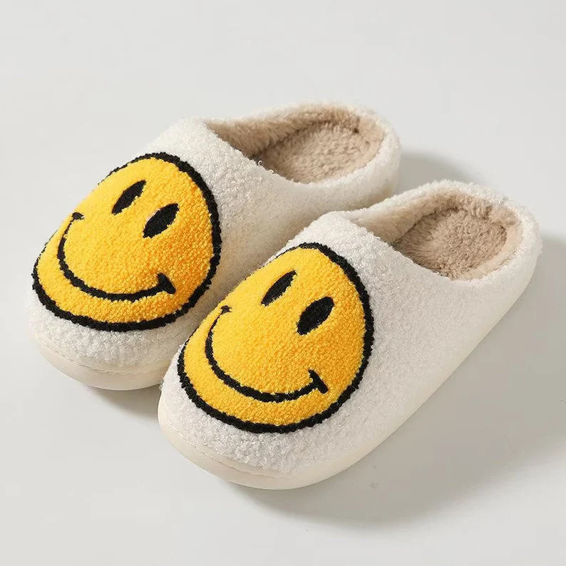 Smiley Face Slippers Fluffy Cushion Slides Cute Womens Comfortable Smile | Etsy (CAD)