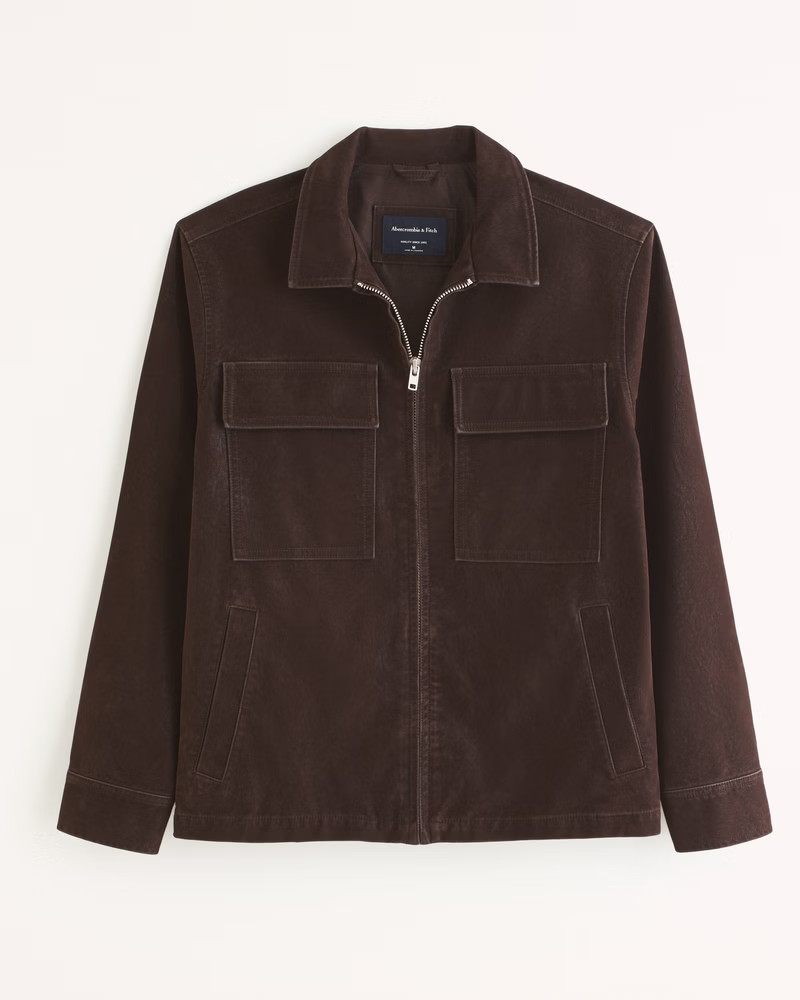 Men's Vegan Sueded Leather Zip Shirt Jacket | Men's | Abercrombie.com | Abercrombie & Fitch (US)