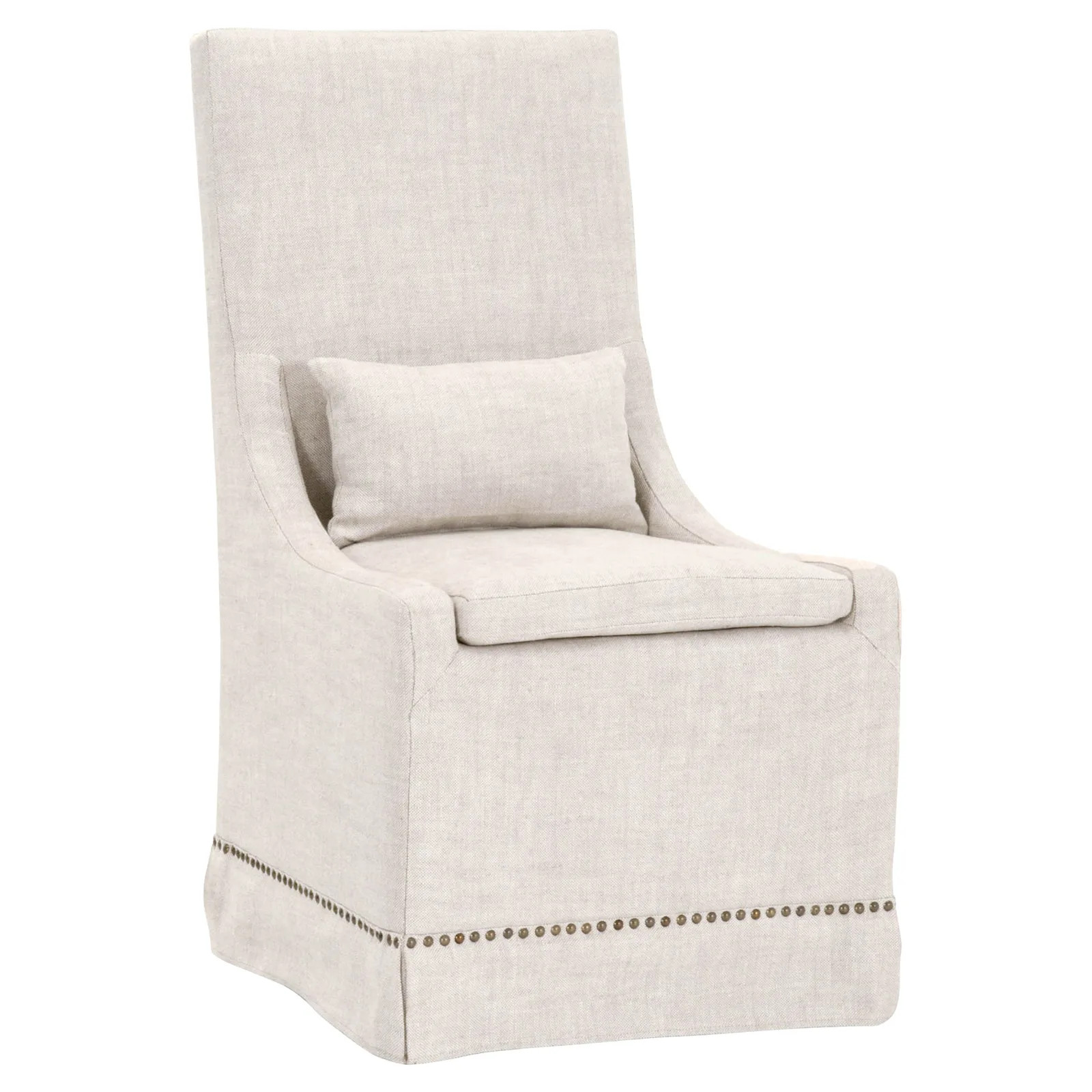 Candice Modern Beige Upholstered Birch Gold Trim Dining Side Chair - Set of 2 | Kathy Kuo Home