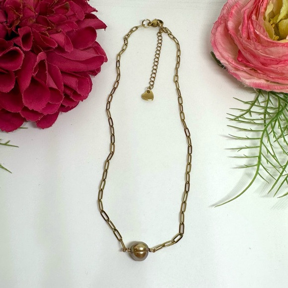 NEW⚜️Golden Freshwater Pearl Chain Necklace | Poshmark