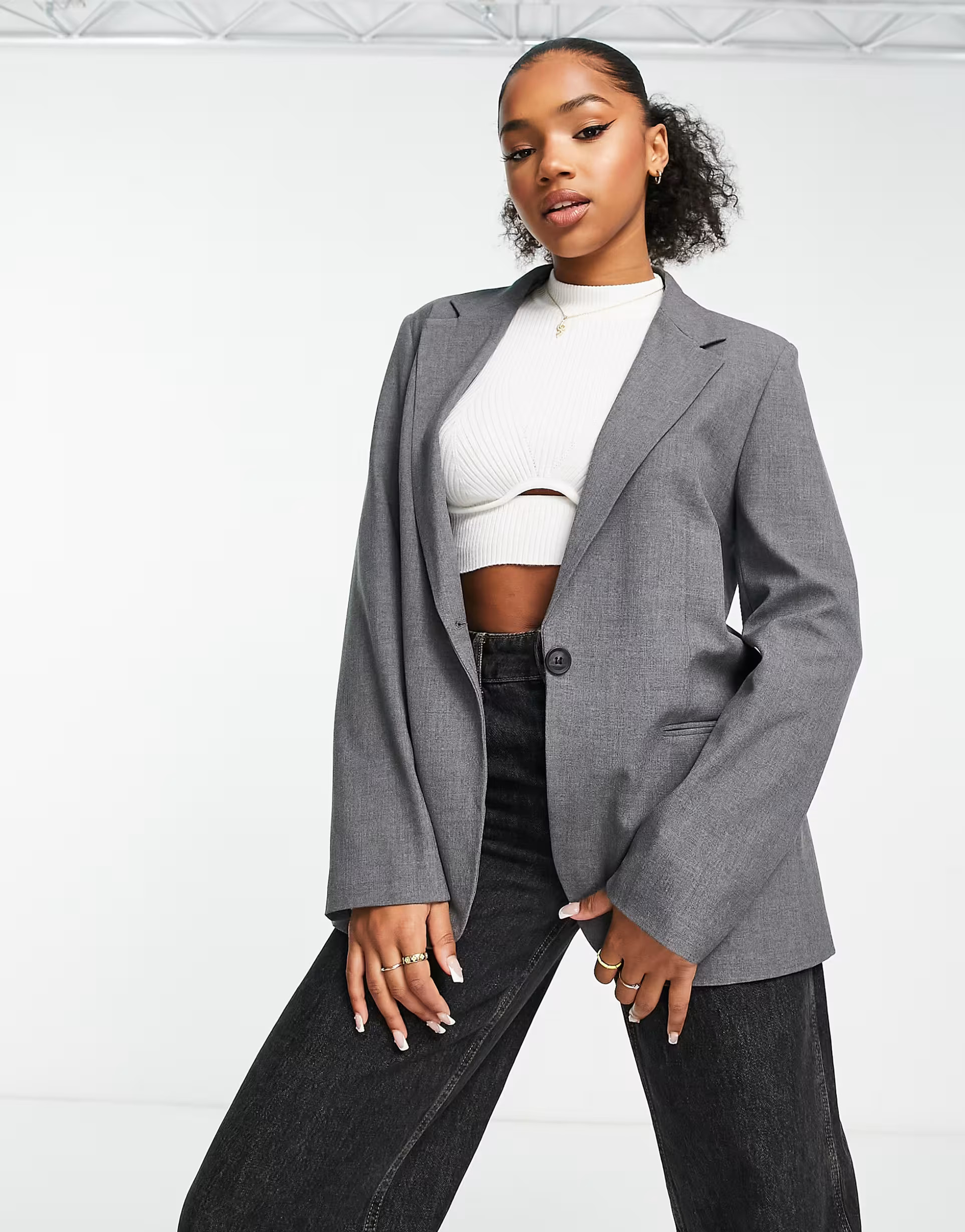 Pull&Bear blazer in gray - part of a set | ASOS (Global)