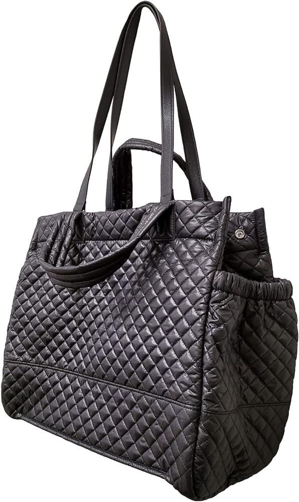 Lightweight Gym Travel Commuter Large Shoulder Tote Quilted color Black # Include Pouch and Cross... | Amazon (US)