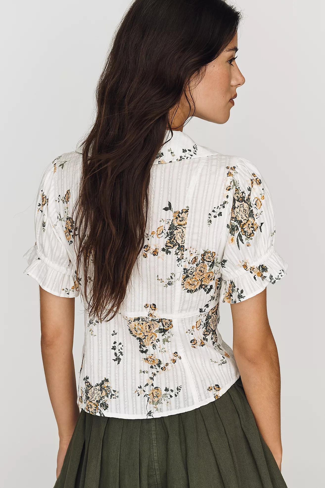 Pilcro Keira Waisted Tuxedo Blouse | Anthropologie (US)