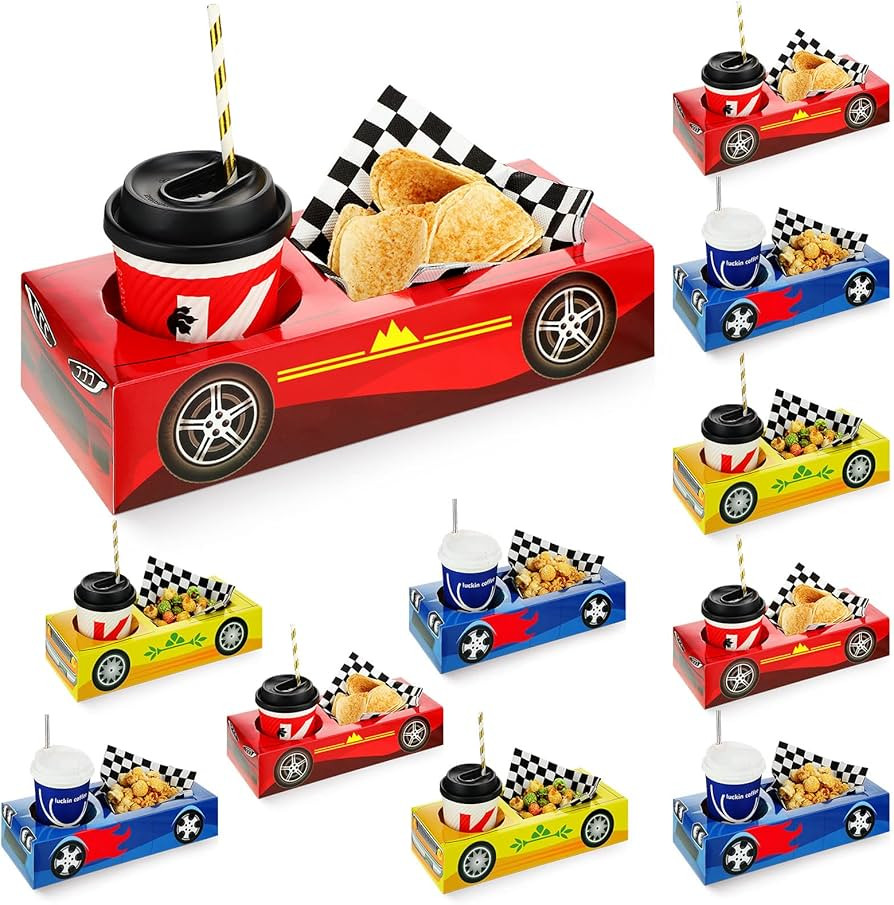 Lincia 12 Pieces Race Car Party Food Boxes Car Birthday Party Supplies Food Trays with Snack and ... | Amazon (US)
