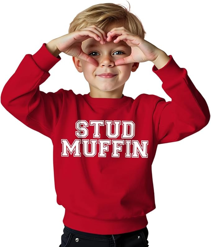 Toddler Baby Boy Valentines Sweatshirt STUD MUFFIN Long Sleeve Shirt Holiday Outfit Crew Neck Top... | Amazon (US)