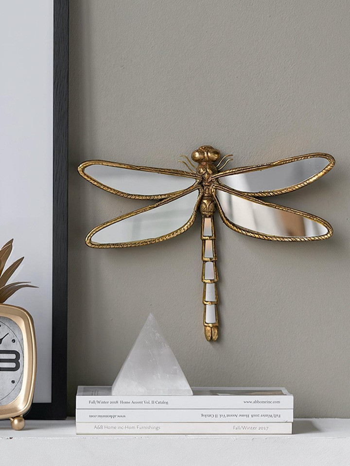 1pc Dragonfly Design Wall Hanging, Vintage Mirror Surface Hanging Decoration, For Home Decor | SHEIN