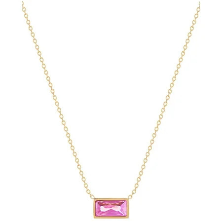 Pink Gem Choker Necklace In 18K Gold Plated Stainless Steel | Walmart (US)