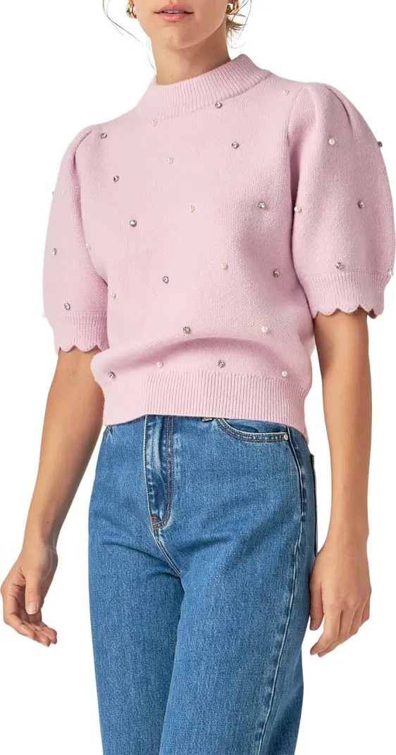 Embellished Short Sleeve Sweater | Nordstrom