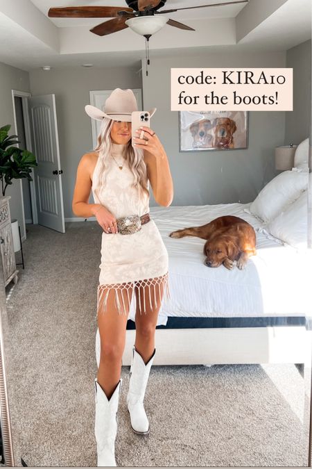 size small in dress - code KIRA10 for the boots 🫶🏼
.
western fashion 
country concert outfit 
festival outfit 


#LTKstyletip #LTKFestival #LTKunder100