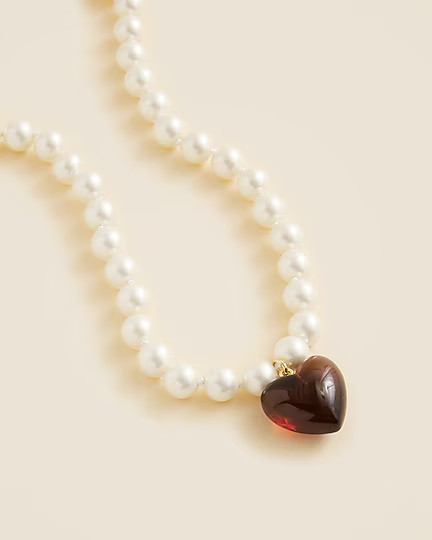 Pearl heart acetate necklace | J. Crew US
