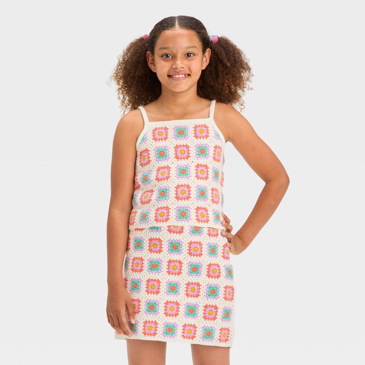 Girls' Crochet Knit Granny Square Tank Top - art class™ | Target