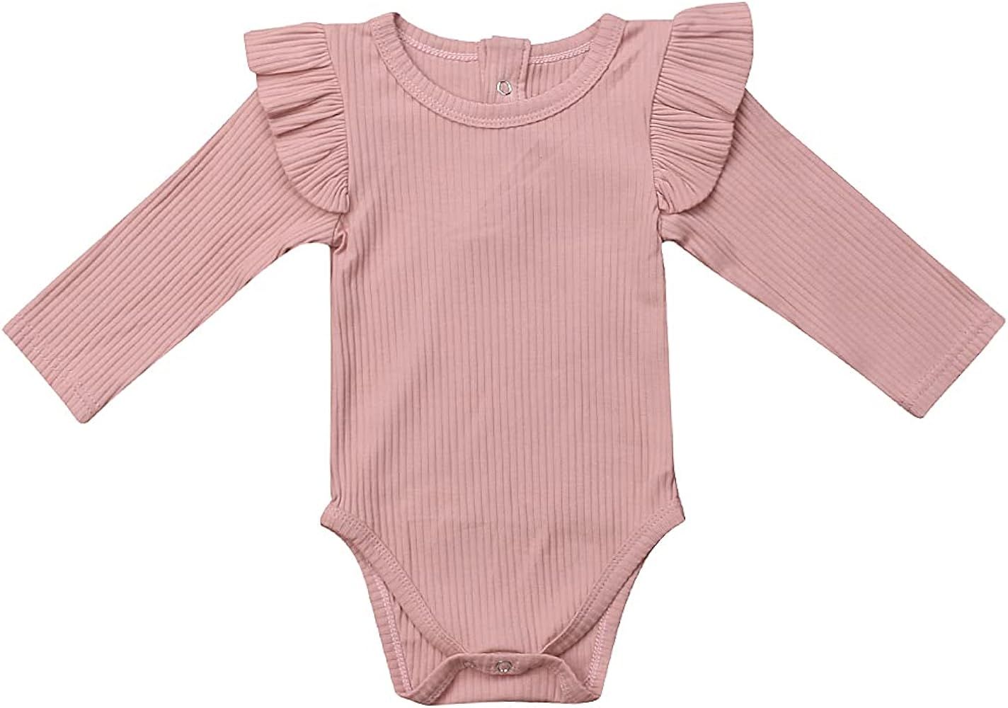 Unisex Baby Boy Girl Short Sleeve Ruffle Romper Bodysuit Jumpsuit Tops Summer Spring Clothes | Amazon (US)