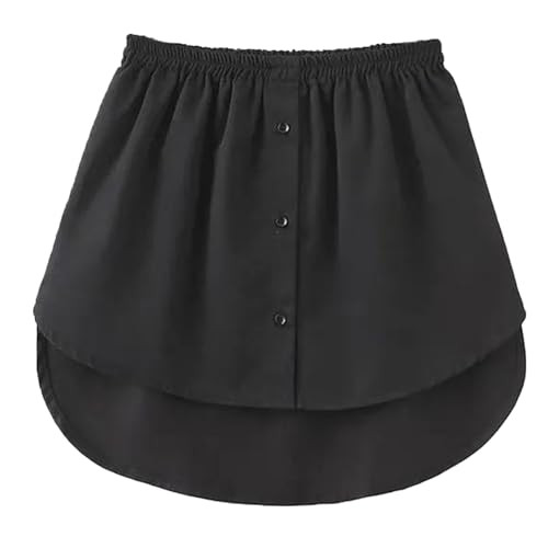 OBBUE Women's Mini Adjustable Shirt Extender Removable Layering Half Length Underskirt with Buttons Black XX-Large | Amazon (US)