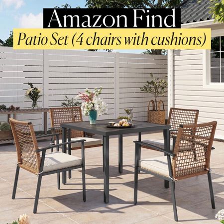 Amazon Home
Amazon Patio Set
Amazon Furniture 
Table Set with 4 Chairs and cushions 


#LTKFind #LTKhome #LTKSeasonal