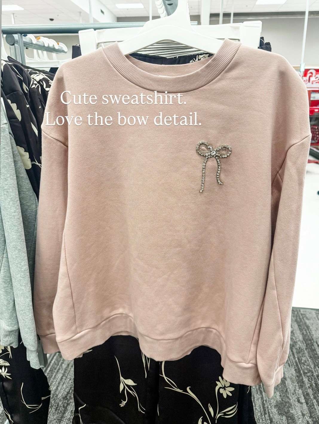 Women’s sweatshirt with bow embellished detail. It’s available in grey as well. 
Runs tts  

#LTKHoliday #LTKOver40 #LTKPetite