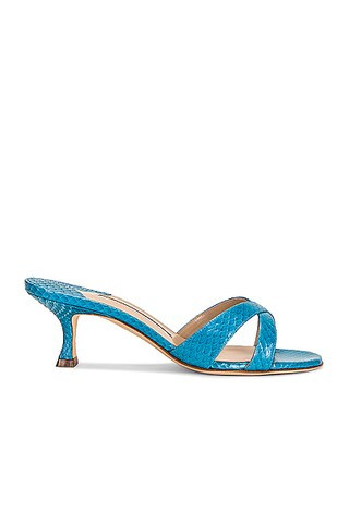 Manolo Blahnik Water Snake Callamu 50 Sandal in Blue | FWRD 