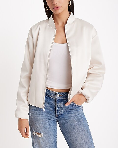 Satin Bomber Jacket | Express