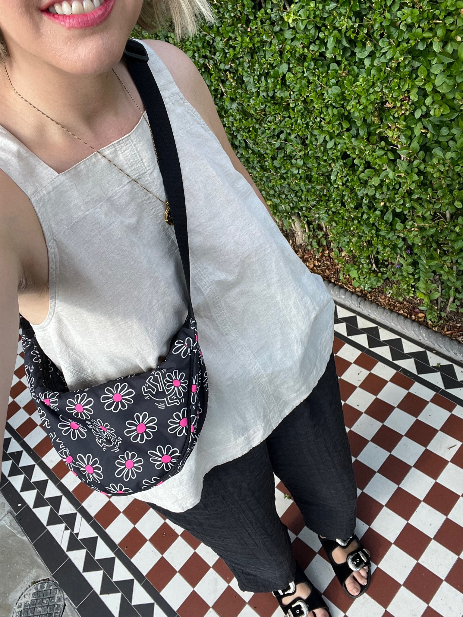 Cross Back Linen Top, COS, Black Trousers, Monki, Chunky Sandal In Black, ASOS, Mini Shoulder Bag, UNIQLO

#LTKstyletip #LTKSeasonal #LTKeurope