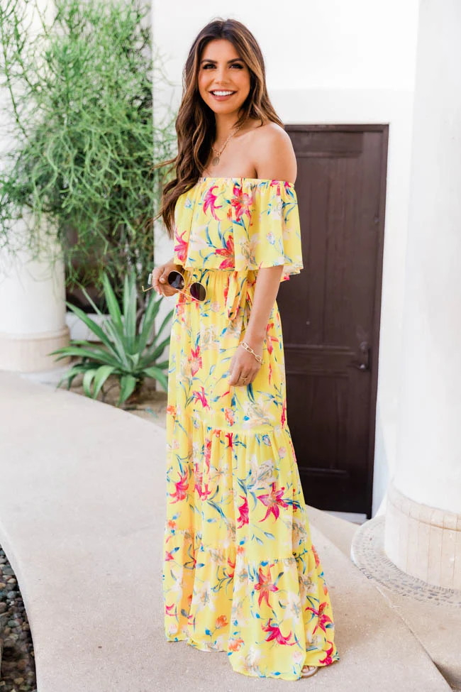 Sweet Southern Kiss Yellow Floral Maxi Dress | The Pink Lily Boutique