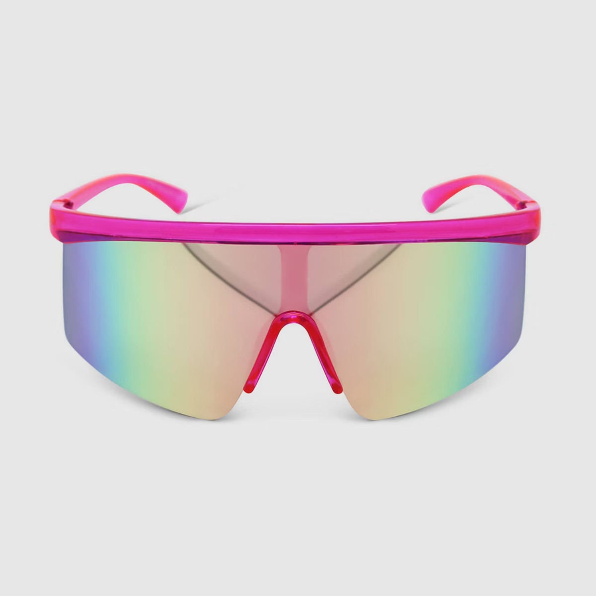 Women's Crystal Plastic Shield Sunglasses - Wild Fable™ Pink: Oversized Frame, Maximum UV Prote... | Target