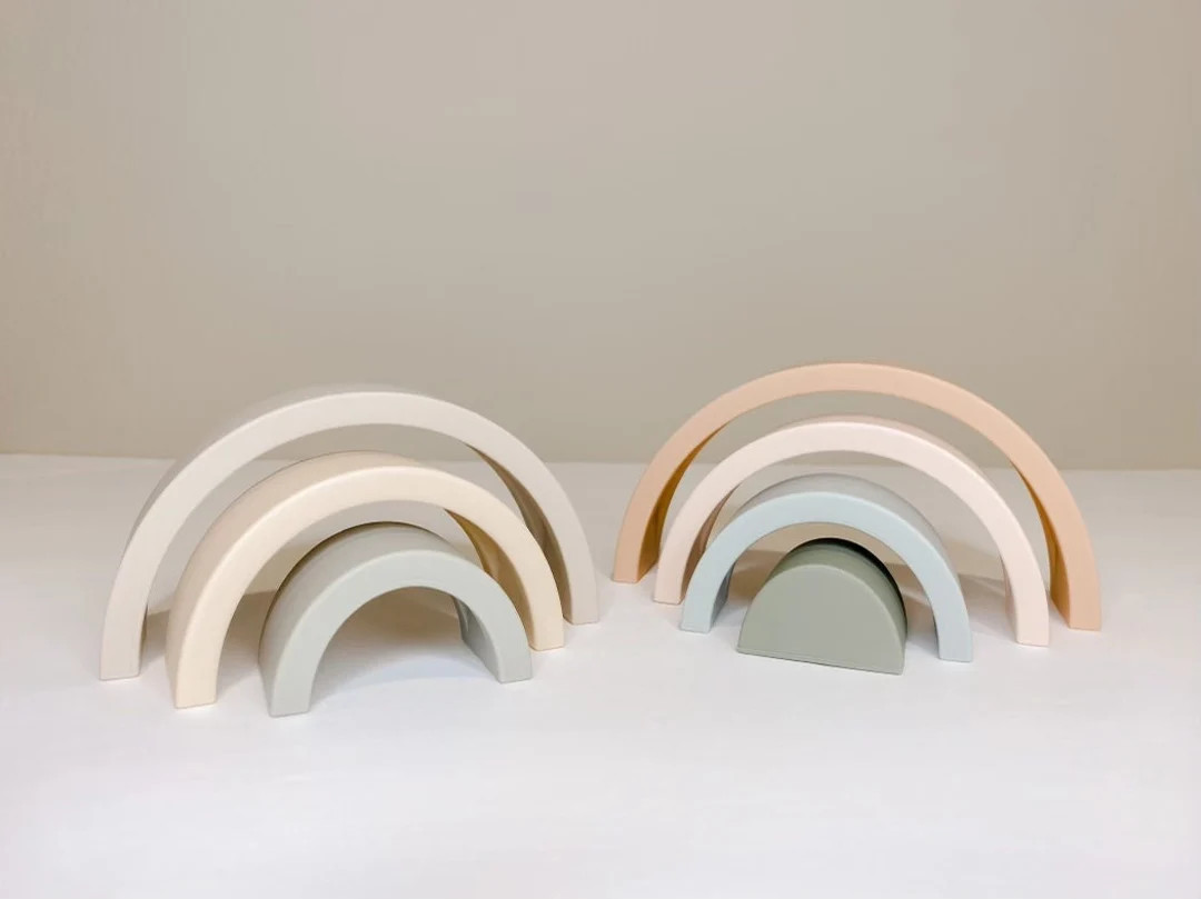 Neutral Silicone Rainbow Stacking Toy - Etsy | Etsy (US)