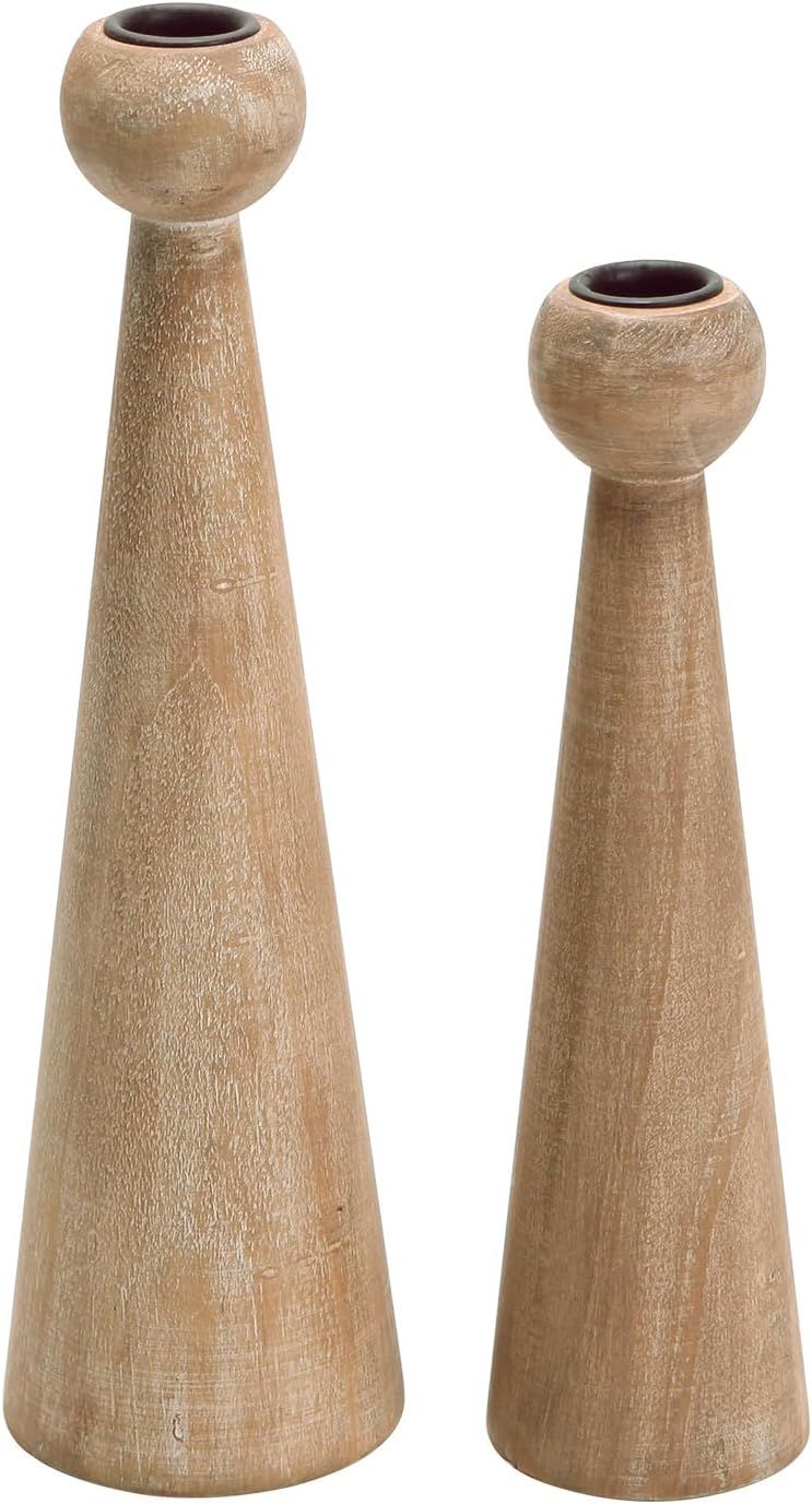 NIKKY HOME Wood Taper Candle Holders Set of 2, Farmhouse Tall Candle Stand Decorative Candlestick... | Amazon (US)