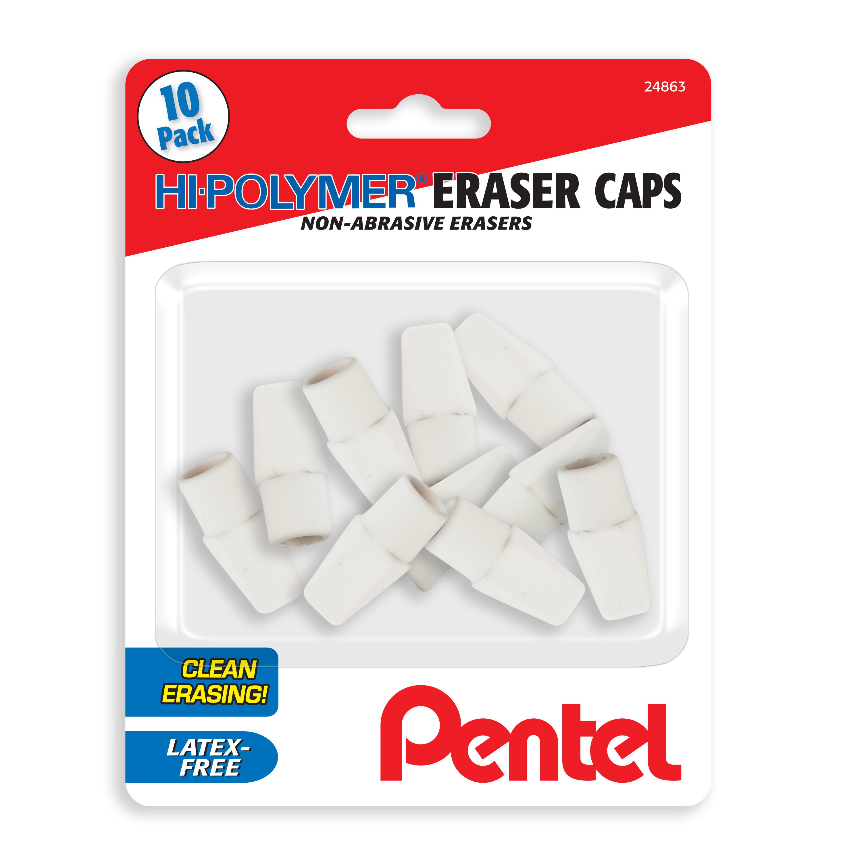 Pentel Hi-Polymer Eraser Caps Non-Abrasive Erasers, 10 Pack - Walmart.com | Walmart (US)