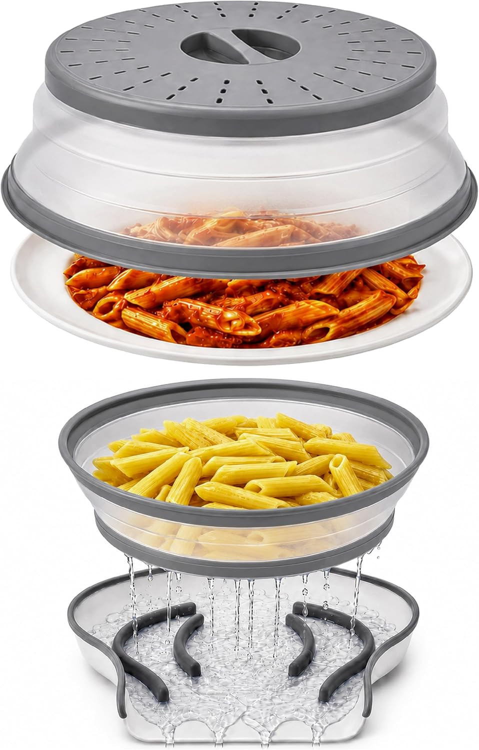 2-in-1 Microwave Splatter Cover with Strainer Draining Base | Amazon (US)