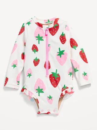 Printed Ruffle-Trim Rashguard One-Piece Swimsuit for Baby | Old Navy (US)