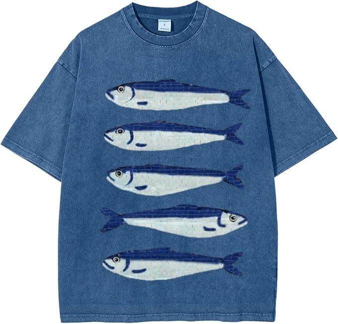 Women Oversized Graphic Tee Fisherman Core Aesthetic Y2k Grunge Fish Print T-Shirts Streetwear Su... | Amazon (US)