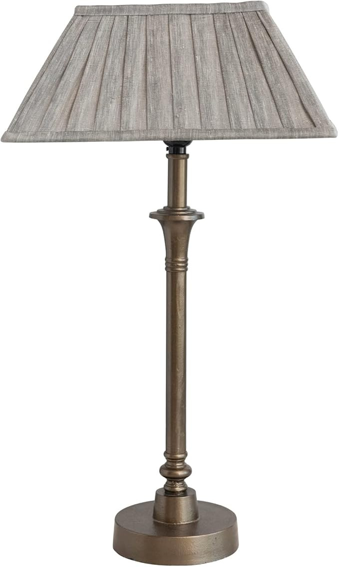 Creative Co-Op Farmhouse Metal Pleated Linen Shade, Brass and Grey Table Lamp, Gray | Amazon (US)
