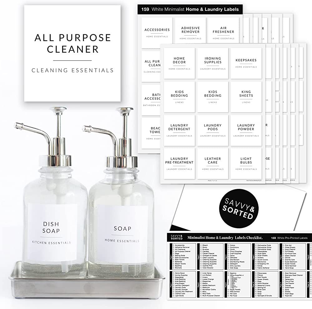 SAVVY & SORTED Minimalist Home Laundry Labels for Organizing | 136 Laundry Room Labels & Home Kit... | Amazon (US)