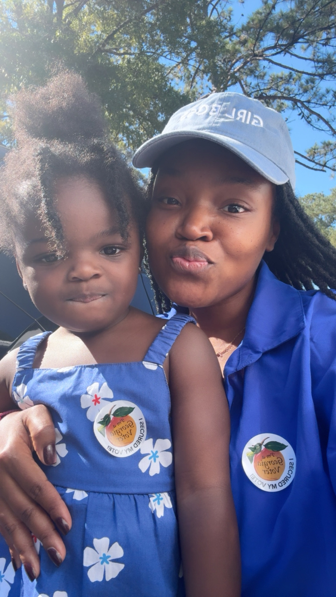 Early Voting starts now and my mini are I wore blue everything to vote!!