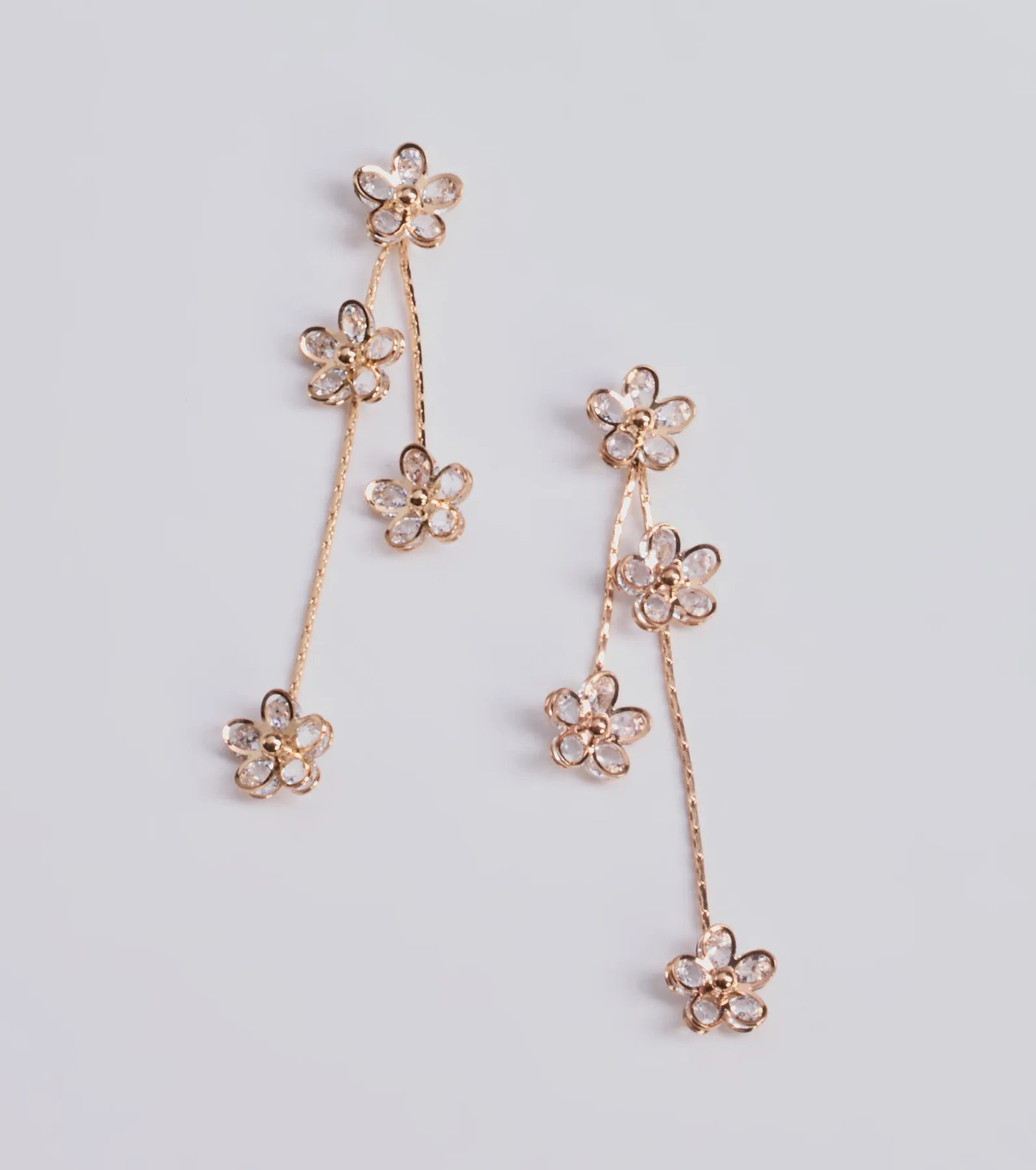 So Gorgeous Floral Linear Rhinestone Earrings | Windsor Stores
