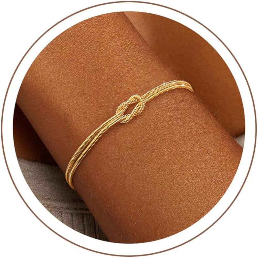 KOHOTA Silver Gold Bracelets for Women Trendy 14K Gold Plated Bracelet for Women Non Tarnish Dain... | Amazon (US)