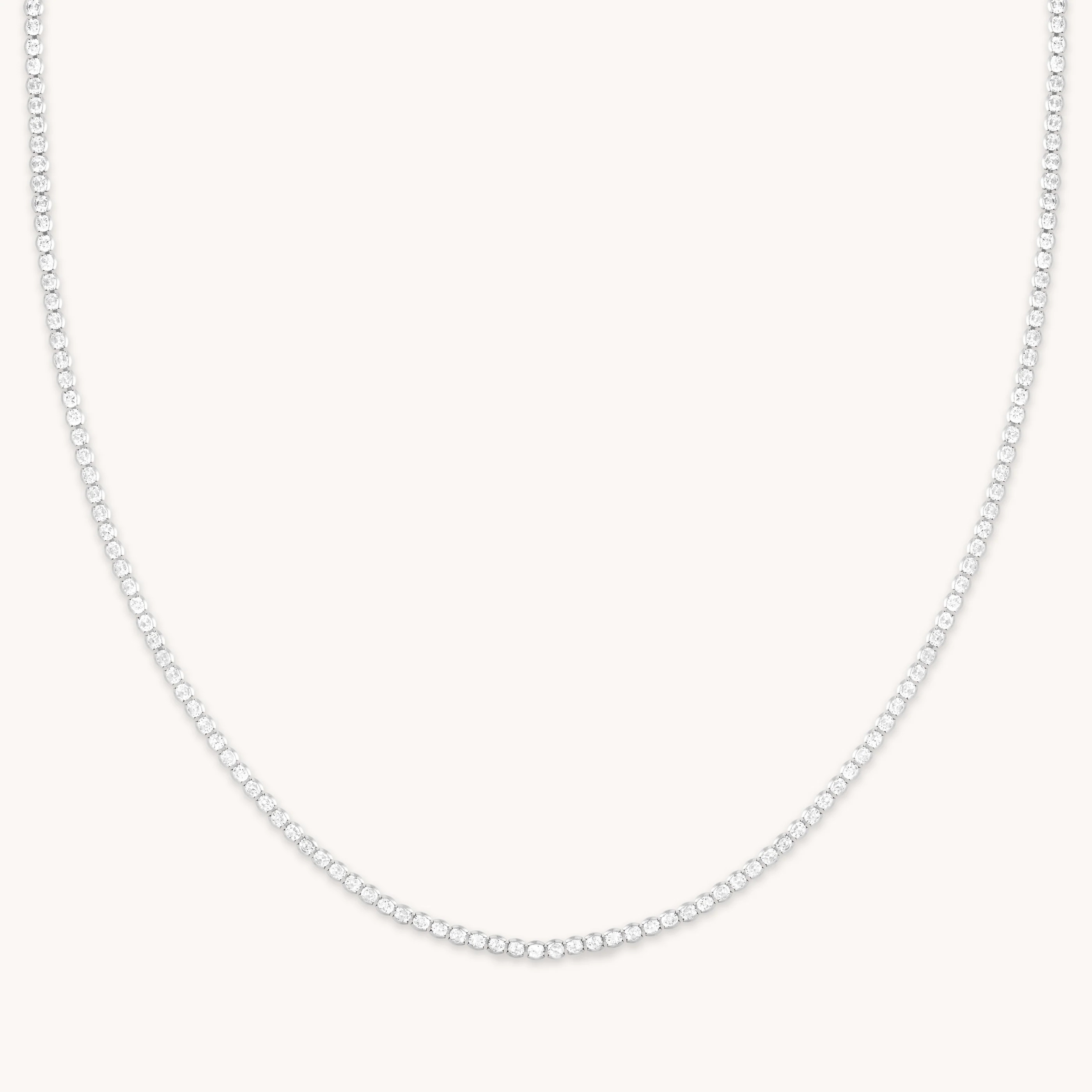 Gleam Tennis Chain Necklace in Silver | Astrid and Miyu