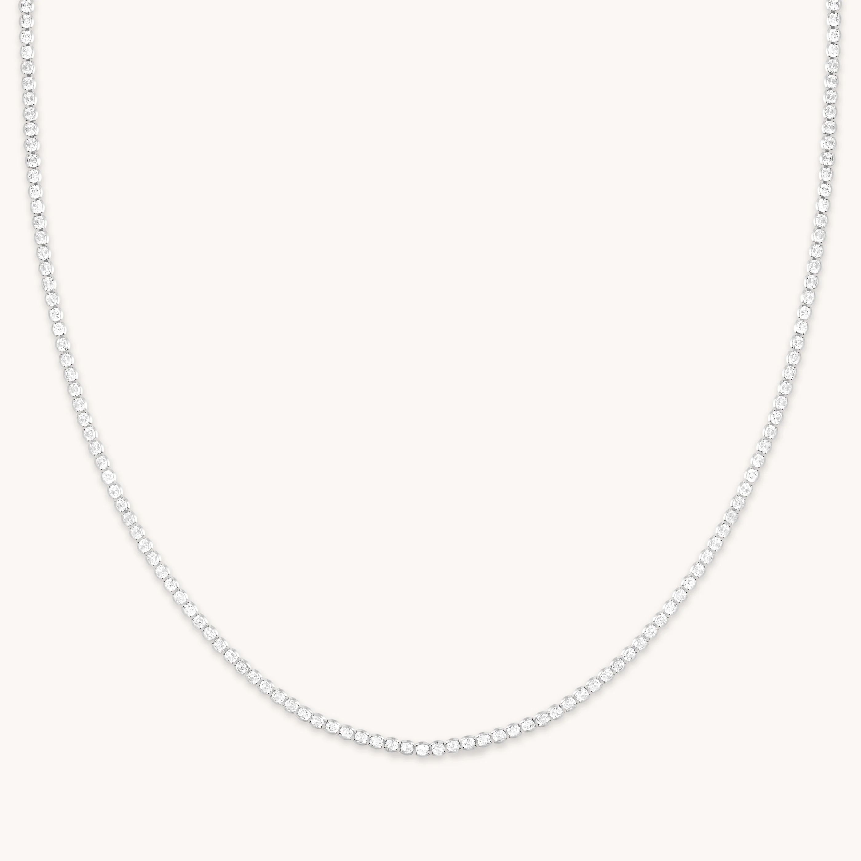 Gleam Tennis Chain Necklace in Silver | Astrid and Miyu