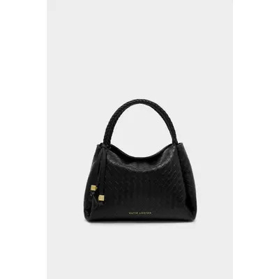 Katie Loxton Nova Woven Texture Top Handle Bag in Black at Nordstrom | Nordstrom