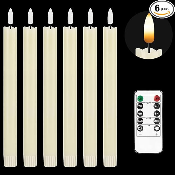 Flameless Taper Candles Flickering Battery Operated, 3D Wick Warm Light Electric Candles with 10-... | Amazon (US)