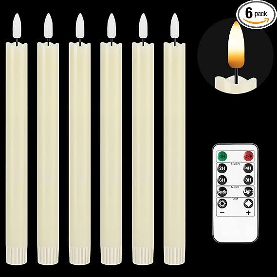 Flameless Taper Candles Flickering Battery Operated, 3D Wick Warm Light Electric Candles with 10-... | Amazon (US)