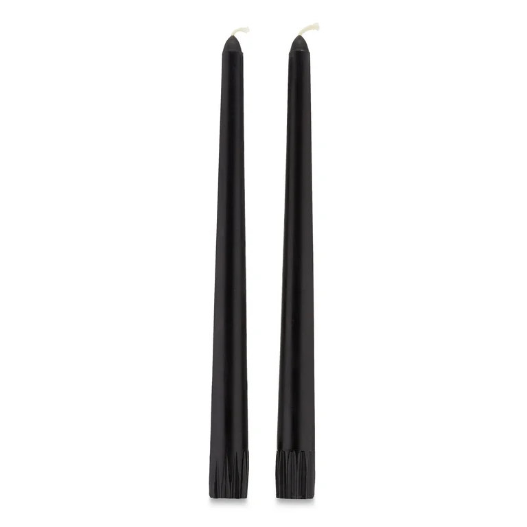 Halloween Black Taper Candles, 10 in, 2 Count, by Way To Celebrate - Walmart.com | Walmart (US)