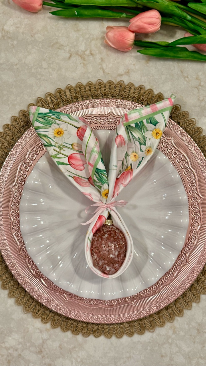 The sweetest Easter place setting idea 🐰🌷✨

This bunny napkin fold is such an easy way to elevate your spring table! I layered a woven placemat with a blush charger and scalloped white plate, then added a floral napkin tied with ribbon and a decorative egg for the cutest finishing touch.

Perfect for Easter brunch, spring hosting, or even a baby shower table—simple, pretty, and so easy to recreate 🤍

Shop similar pieces to get this look 👇🏻

#ltkhome #ltkseasonal #easterdecor #springtablescape #eastertable #tabledecor #springdecor #entertainingathome #neutraldecor #homedecorfinds