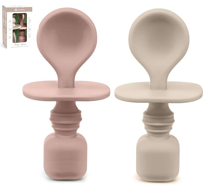 Silicone Baby Spoons for Baby Led Weaning 2-Pack, First Stage Baby Feeding Spoon Set Gum Friendly... | Amazon (US)