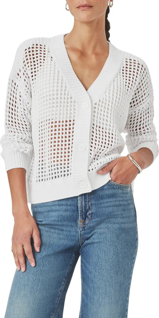 Camellia Openwork V-Neck Cotton Blend Cardigan | Nordstrom
