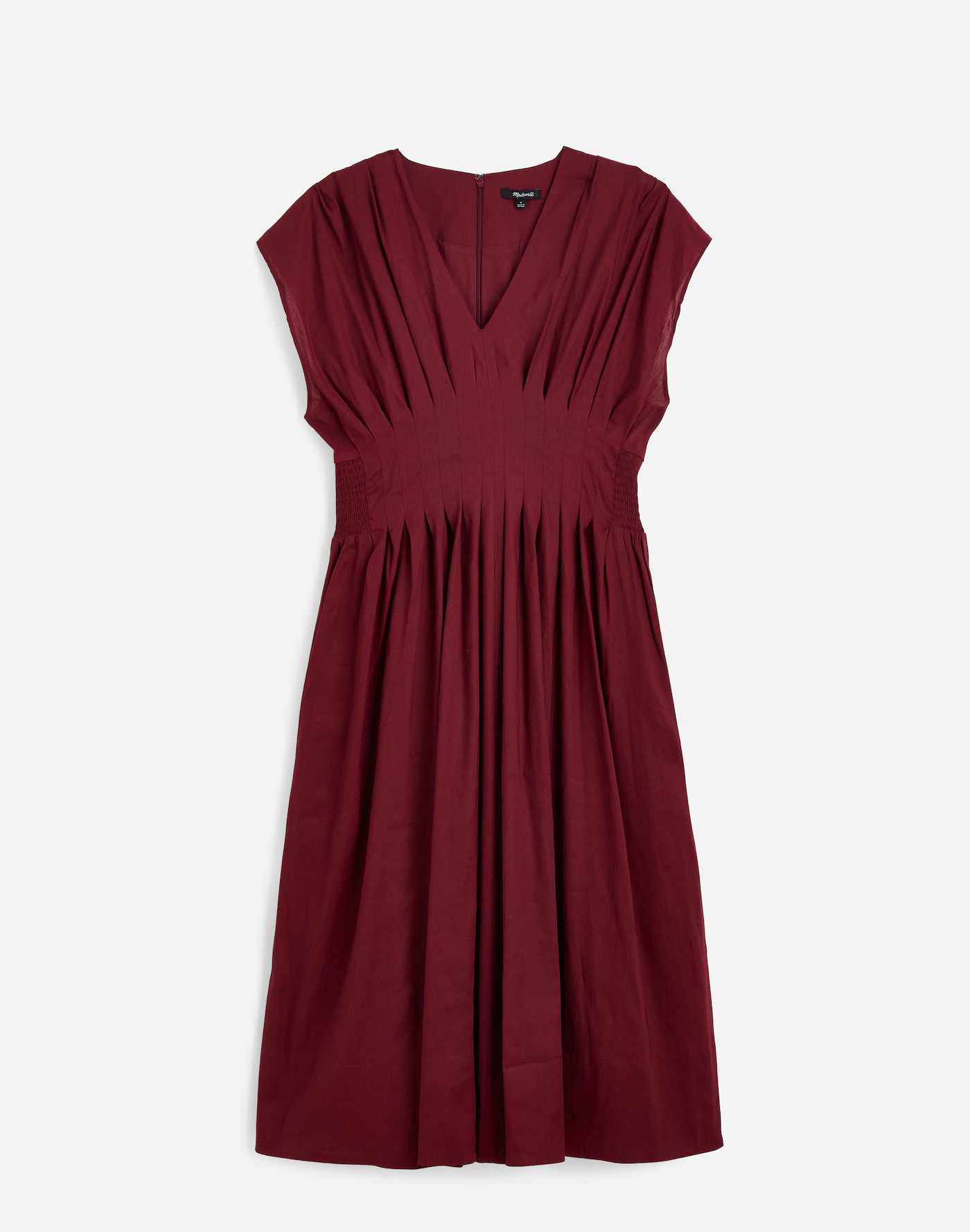 Pleated V-Neck Midi Dress | Madewell | Madewell