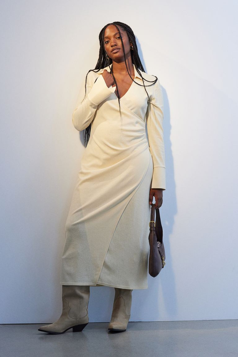 Jersey Wrap Dress - Light yellow - Ladies | H&M US | H&M (US + CA)