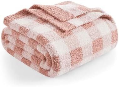 Snuggle Sac Checkered Throw Blanket for Couch, Super Soft, Cozy Warm Knit Decorative Blankets, Re... | Amazon (US)