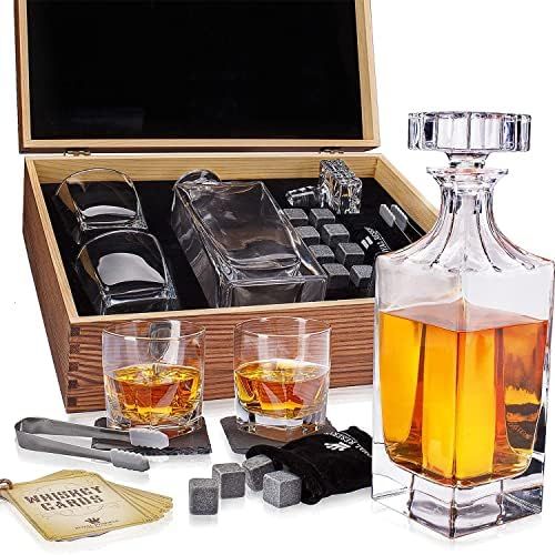 Whiskey Decanter Gift Set by Royal Reserve | Husband Birthday Gifts Artisan Crafted Chilling Rocks S | Amazon (US)