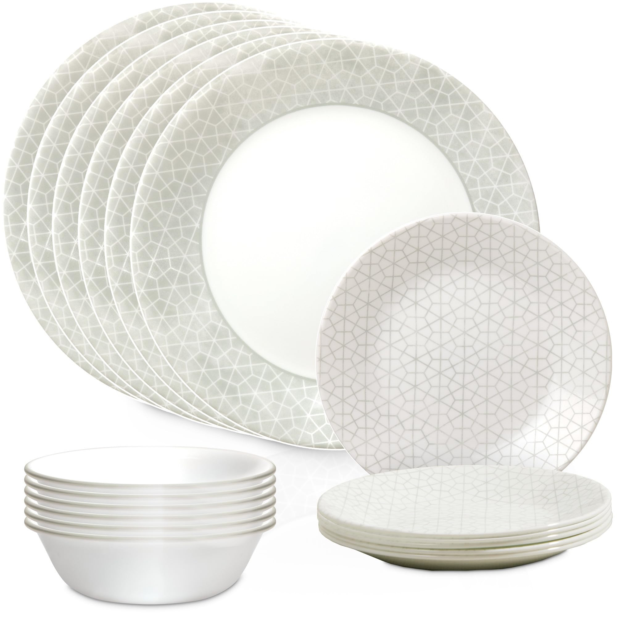 Corelle Vitrelle 18 Piece Glass Dinnerware Sets Service for 6, Triple Layer Chip & Crack Resistan... | Amazon (US)